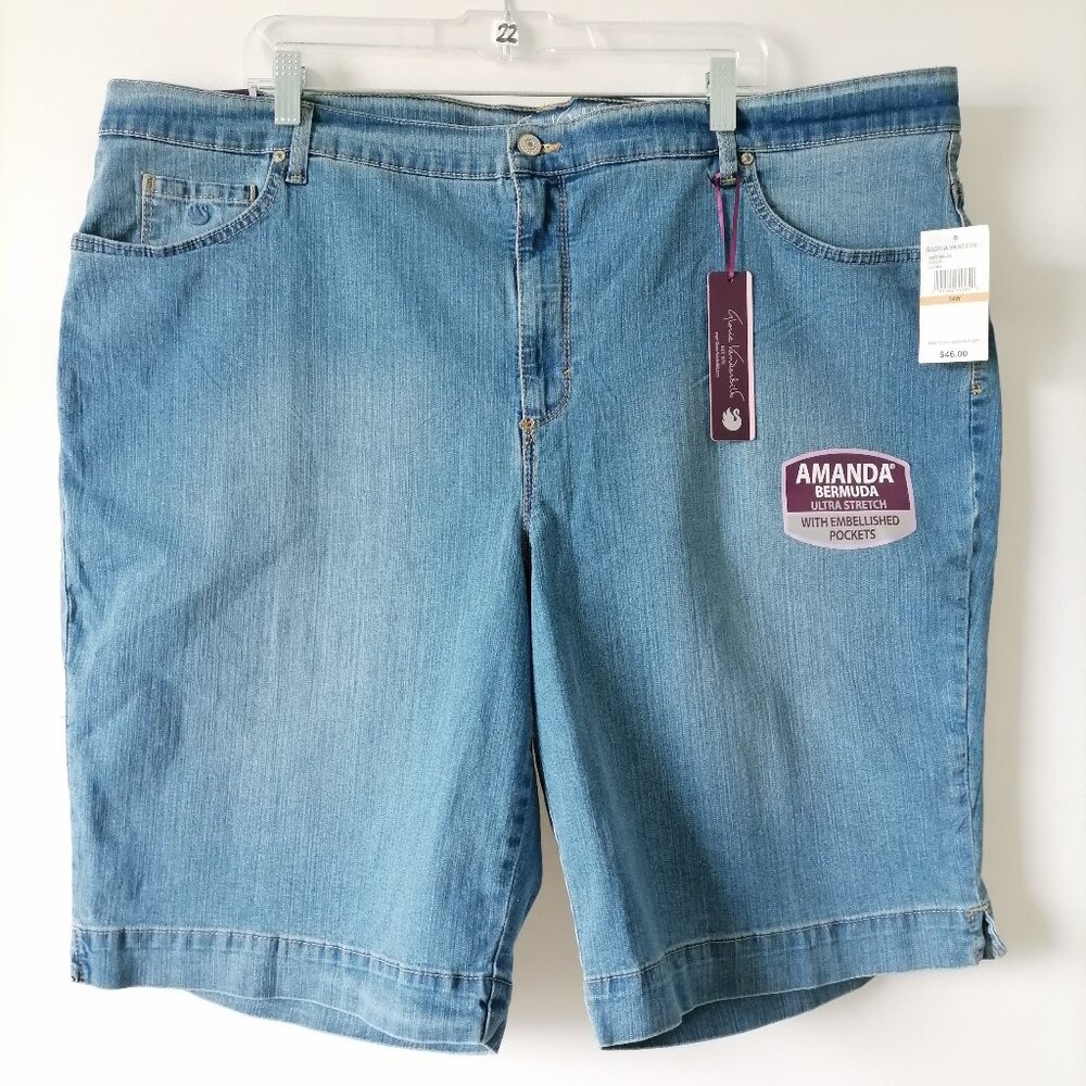 NWT Gloria Vanderbilt Womens Heritage Fit Bermuda Classic Rise Shorts Size 24W